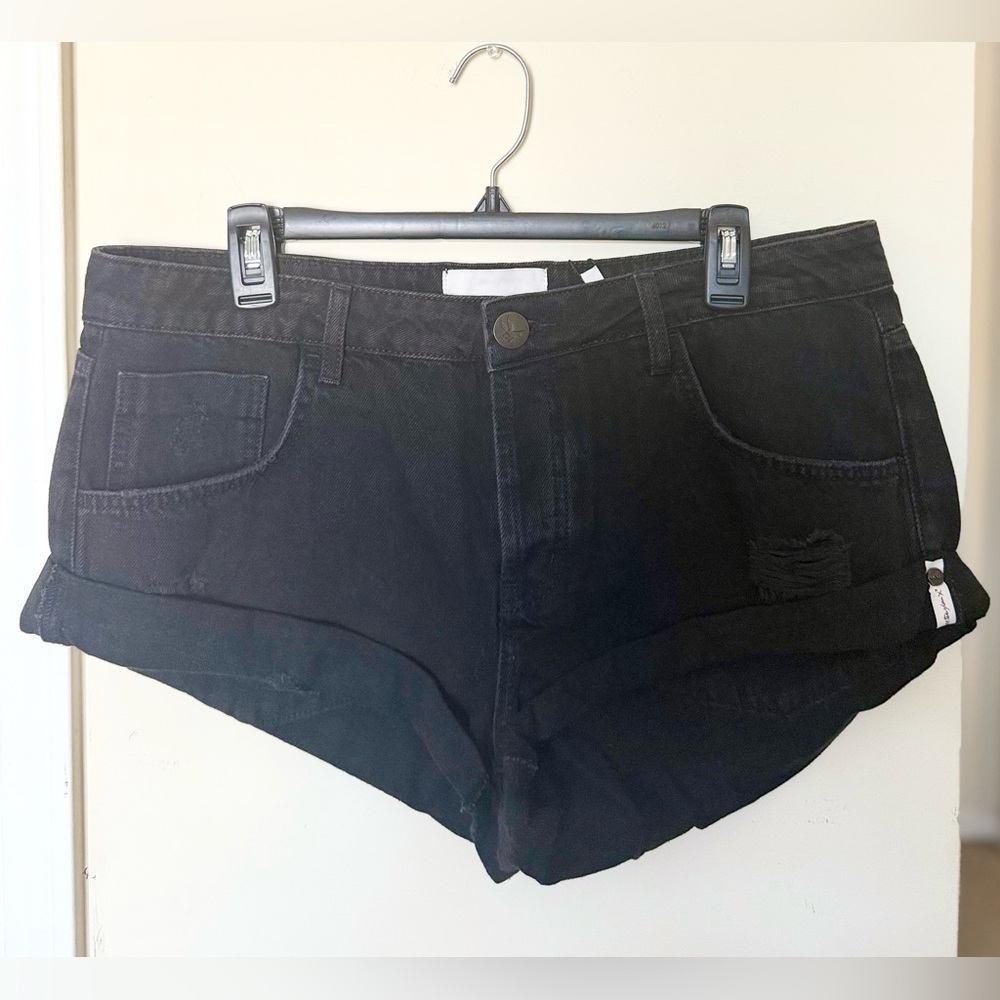 One Teaspoon Bandits Black Jean Shorts Distressed Cut-Offs